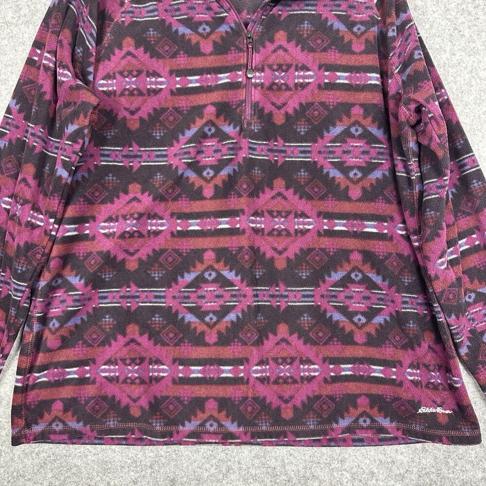 Eddie Bauer Aztec Fleece Pullover Top Womens 2XL 1/4 Zip Western Hiking Colorful - Picture 5 of 16